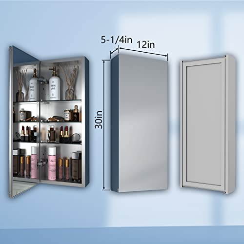 ExBrite LED Lighted Bathroom Medicine Cabinet with Mirror, 60 x 30 Inch, led Medicine Cabinet with Extra Closed Storage Cabinet,Defog, Stepless Dimming,Color Temper Change, 2 Outlets,Storage Shelves