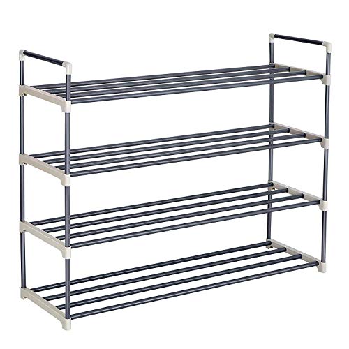 SAVICOS Shoe Rack, 4-Tier Metal Shoe Organizer Shelf Stackable Storage Cabinet Towers Unit Entryway Organizer Holds 20 Pairs(Gray)