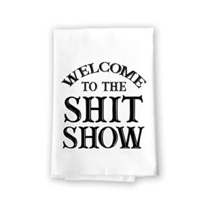 honey dew gifts funny inappropriate towels, shit show flour sack towel, 27 inch by 27 inch, 100% cotton, highly absorbent, multi-purpose bathroom hand towel