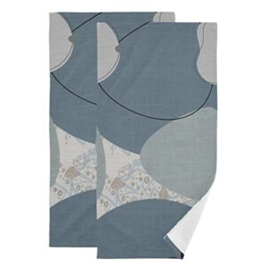 geometry blue and gray hand towels mid-century modern abstract kitchen hand towels dishcloths set soft absorbent hand towels for bathroom gym restaurant hotel