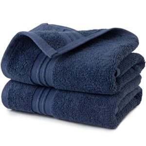 sticky toffee blue hand towels set for bathroom, oeko-tex terry cotton, soft and absorbent hand towel, 500 gsm, set of two, 16 in x 28 in