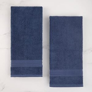 Sticky Toffee Blue Hand Towels Set for Bathroom, Oeko-Tex Terry Cotton, Soft and Absorbent Hand Towel, 500 GSM, Set of Two, 16 in x 28 in