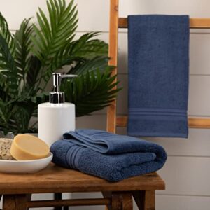 Sticky Toffee Blue Hand Towels Set for Bathroom, Oeko-Tex Terry Cotton, Soft and Absorbent Hand Towel, 500 GSM, Set of Two, 16 in x 28 in