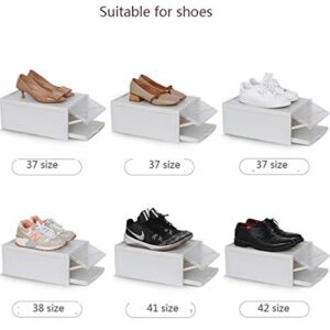 Plastic Pull Shoe Storage Box Clear Stackable Shoes Boxes Cabinet Organizer Flip Drawer (Grey 3 PCS Set)