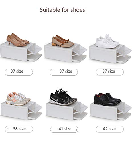 Plastic Pull Shoe Storage Box Clear Stackable Shoes Boxes Cabinet Organizer Flip Drawer (Grey 3 PCS Set)