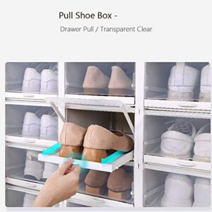 Plastic Pull Shoe Storage Box Clear Stackable Shoes Boxes Cabinet Organizer Flip Drawer (Grey 3 PCS Set)