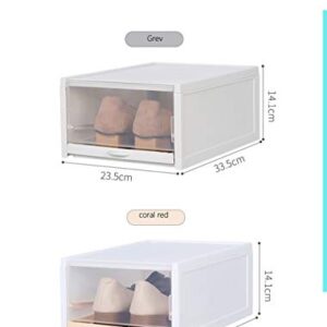 Plastic Pull Shoe Storage Box Clear Stackable Shoes Boxes Cabinet Organizer Flip Drawer (Grey 3 PCS Set)