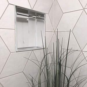 Shower Niche – NO TILE NEEDED 12" x 12" Polished Chrome Single Shelf Organizer, Square – Best Modern In Wall Bathroom Accessory for Shower or Tub Storage | Nook Insert Holds Soap, Bottles, Toiletries