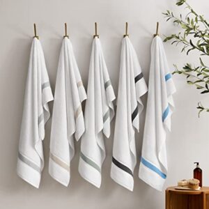 Aston & Arden Recycled Striped Turkish Hand Towels - (Set of 4) Soft & Absorbent Eco-Friendly Aegean Cotton Blend, 600 GSM, Decorative Towel for Bathroom, Home, Hotel, and Salon, Weathered Grey