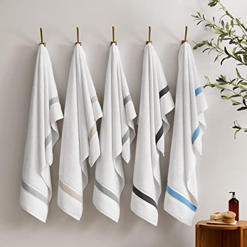 Aston & Arden Recycled Striped Turkish Hand Towels - (Set of 4) Soft & Absorbent Eco-Friendly Aegean Cotton Blend, 600 GSM, Decorative Towel for Bathroom, Home, Hotel, and Salon, Weathered Grey