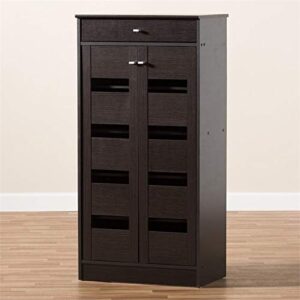 Baxton Studio Acadia Shoe Cabinet in Wenge Brown