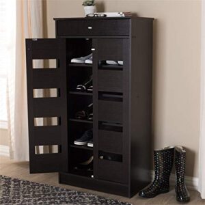 Baxton Studio Acadia Shoe Cabinet in Wenge Brown