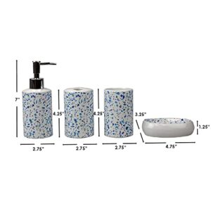 Home Basics, Blue Trendy Terrazzo 4 Piece Ceramic Bath Accessory Set