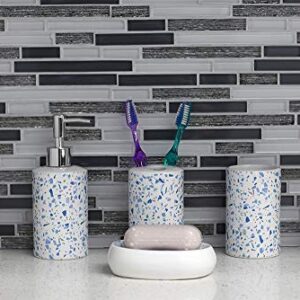 Home Basics, Blue Trendy Terrazzo 4 Piece Ceramic Bath Accessory Set