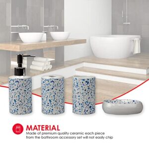 Home Basics, Blue Trendy Terrazzo 4 Piece Ceramic Bath Accessory Set