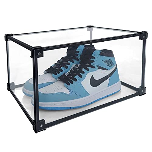 Ailison Side Opening Transparent Shoe Box, Plastic Stackable Display Box, Acrylic High Transparent Display Case, Aluminum Support Frame,For Shoe Collection and Storage.(1)