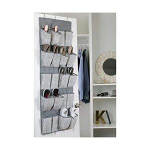 Laura Ashley Non-Woven 20 Pocket Shoe Organizer | Almeida Closet Storage | Foldable | Great for Inside Closet | Hung Behind Door | Organizes Shoes | Sneakers | Accessories | Dove Grey