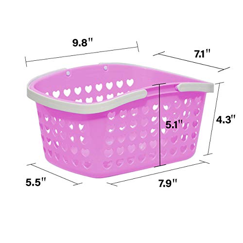 Plastic Organizing Storage Basket with Handles and Holes - Small Bin for Shower, Closet, Kitchen, Garden, Bathroom, Toys, Candy by Valenoks (Lilac)