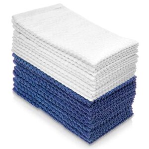 simpli-magic 79332 cotton hand towels, blue/white, 10 pack