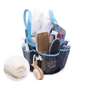 arkad bauningtree shower caddy toiletry mesh bag and hand towel. holds your bathroom items shampoo, soap, towels, brushes. perfect for college dorm, gyms, spa, camping & more