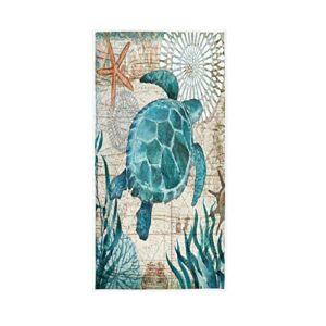 chsin vintage ocean sea turtle starfish map hand towels soft absorbent quick dry towel hign quality hanging towels for bathroom, gym, swimming pool, running 30x15inch 21210182