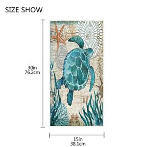 CHSIN Vintage Ocean Sea Turtle Starfish Map Hand Towels Soft Absorbent Quick Dry Towel Hign Quality Hanging Towels for Bathroom, Gym, Swimming Pool, Running 30x15inch 21210182