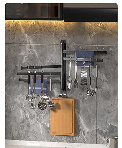 Swivel Towel Bar with 4 Arms Towel Rail Rack Holder Organizer Rod Pole Hanger Wall Mounted 180 Degree Rotation for Bathroom Kitchen Bath¡­