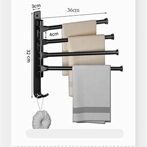 Swivel Towel Bar with 4 Arms Towel Rail Rack Holder Organizer Rod Pole Hanger Wall Mounted 180 Degree Rotation for Bathroom Kitchen Bath¡­