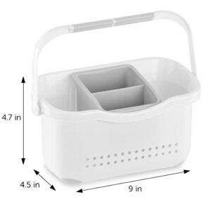 DecorRack Portable Shower Caddy Bath Organizer Basket with Handle for Bathroom, Dorm, Cleaning Supplies, Shampoo, and Beauty Products, White