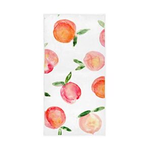 zzaeo watercolor peach towel cute fruit hand towel, 30 x 15 inch thin lightweight soft fingertip towel for home bathroom theme decor