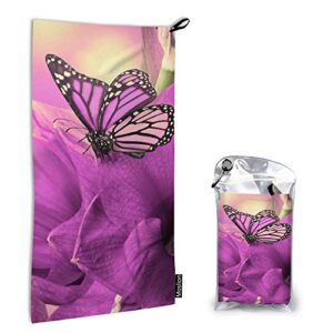 moslion quick dry hand towel purple butterfly awesome bath hand towel decorative for bathroom/kitchen 15x31 inch