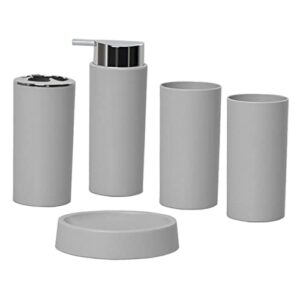 5piece bathroom accessories set soap dispenser luxury soap dish for office, gray