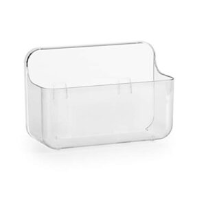colinch adhesive wall mounted small storage organizer box without drilling for bathroom, pantry, kitchen, laundry, utility room, inside of cabinet door - clear