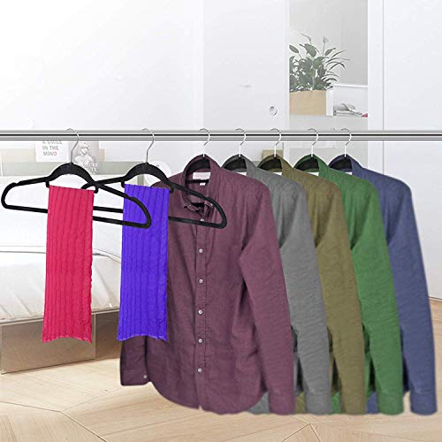 HomGarden 100 Pack Velvet Hangers Ultra Thin Non Slip Clothes Hanger Hook Swivel 360 Flocked & Durable Space Saving w/Bar for Garments, Suits, Dresses, Pants, Shirts, Coats