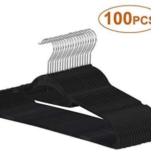 HomGarden 100 Pack Velvet Hangers Ultra Thin Non Slip Clothes Hanger Hook Swivel 360 Flocked & Durable Space Saving w/Bar for Garments, Suits, Dresses, Pants, Shirts, Coats