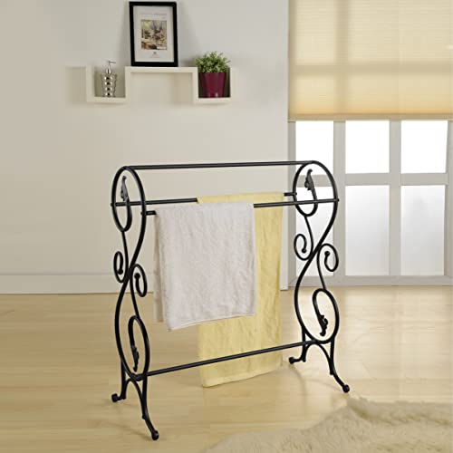 King's Brand Antique Style Pewter Finish Towel Rack Stand