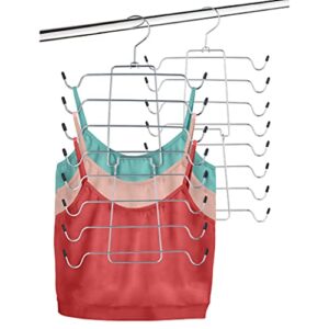 space saver durable tank top hanger & bra organizer - folding metal hanger, multi-use 16-in-1 space-saving cami & bra hangers great for lingerie, bathing suits, strappy dresses, accessories, tie/belts