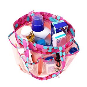 Yardwe Portable Mesh Storage Pocket Quick Dry Shower Tote Bag Hanging Toiletry Bath Organizer for Shampoo Conditioner Soap and Other Bathroom Accessories (Pink)