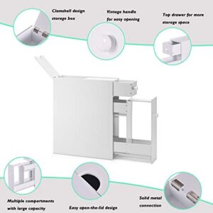Tangkula Slim Bathroom Cabinet, Free Standing Storage Cabinet with Slide Out Drawers, Narrow Floor Bathroom Organizer Next to Toilet, Bathroom Toilet Paper Holder, 19 x 6.5 x 23 Inches (White)