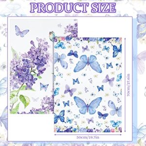 2 Pcs Floral Lilacs and Butterflies Hand Towels Floral Purple Lilacs Hand Towels Spring Flowers Hand Towels for Bathroom Wedding Baby Shower Decorative Towels, 19.7 x 27.6 inches