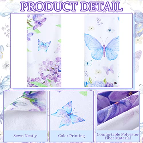2 Pcs Floral Lilacs and Butterflies Hand Towels Floral Purple Lilacs Hand Towels Spring Flowers Hand Towels for Bathroom Wedding Baby Shower Decorative Towels, 19.7 x 27.6 inches