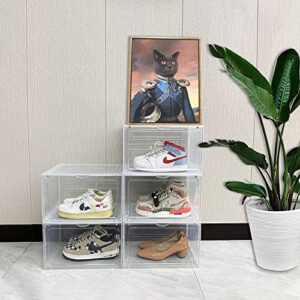 OMOPIN XL shoe boxes clear plastic stackable,Drop Side Shoe Storage Box,Pack of 8,Sneaker Display Case Container,Fit up to US Size 13