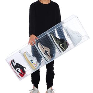 OMOPIN XL shoe boxes clear plastic stackable,Drop Side Shoe Storage Box,Pack of 8,Sneaker Display Case Container,Fit up to US Size 13