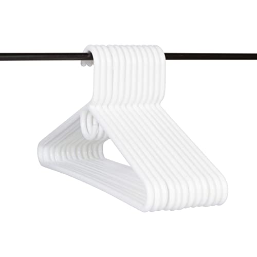 Plastic Hangers HD Heavy Duty, 32 Pcs. White Color, Made in USA, 3/8” Thickness, Durable, Tubular, Lightweight, for Clothes, Coat, Pants, Shirts, Dress, TINEFF, Free and Quick delivery from USA