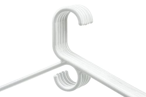 Plastic Hangers HD Heavy Duty, 32 Pcs. White Color, Made in USA, 3/8” Thickness, Durable, Tubular, Lightweight, for Clothes, Coat, Pants, Shirts, Dress, TINEFF, Free and Quick delivery from USA