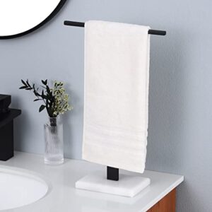 kes towel rack stand, hand towel holder with marble base standing towel rack for bathroom countertop sus304 stainless steel t-shape matte black, bth224-bk