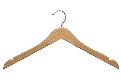 NAHANCO 20017HU Wooden Shirt Hangers, Nahanco Line", Home Use, 17", Low Gloss Natural (Pack of 25)