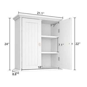 ChooChoo Bathroom Wall Cabinet, Over The Toilet Space Saver Storage Cabinet, Medicine Cabinet with 2 Door and Adjustable Shelves, Cupboard