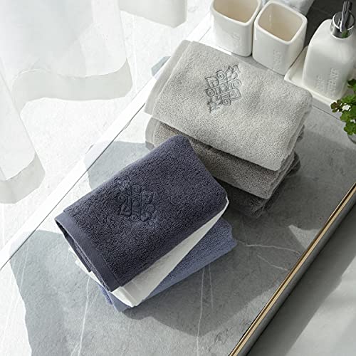 sense gnosis Luxury White Hand Towels Super Thick Soft Embroidered Decorative Hand Towel 100% Cotton Highly Absorbent for Bathroom, Home, Hotel & Spa (13 x 29 Inch Set of 2)