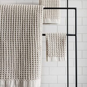 ONSEN Bath Towel Set - Waffle Weave 100% Supima Cotton Towel - Lusciously Soft, Durable, Fast Absorbing Waffle Towel Bath Towel, Oatmeal